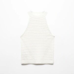 Mango Handmade White Sleeveless Knit Top Size Medium NWOT